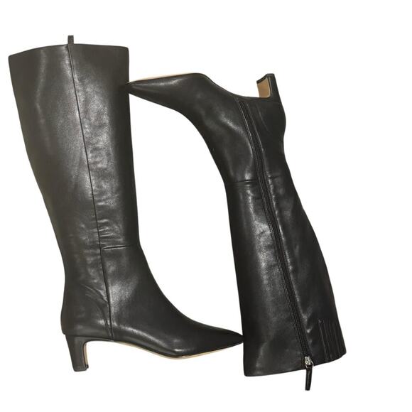 J. Crew Women's Faux Leather Snip-Toe Boots Knee High Black Size 7.5 NWOB - Picture 3 of 12